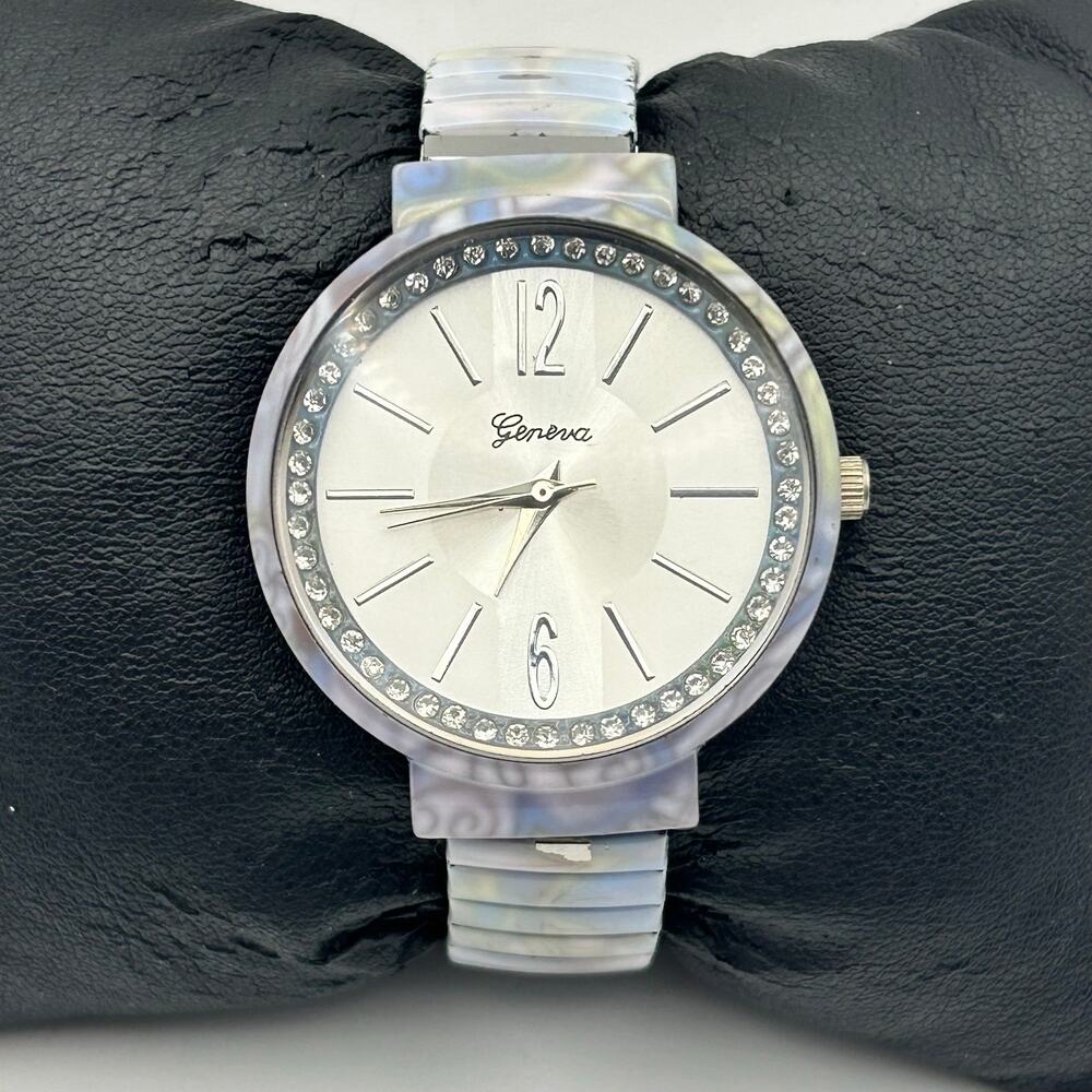 Geneva Pastel Iridescent Watch with Crystal-accented Bezel Working New Battery